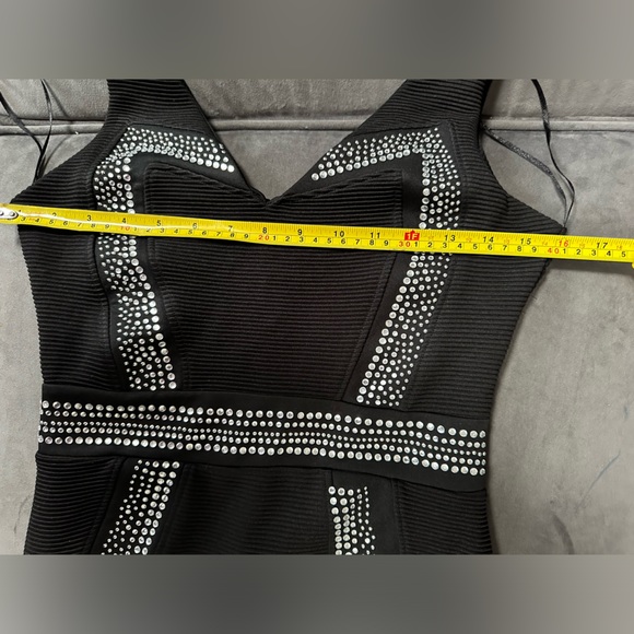 ASOS RHINESTONES BLACK TIGHT STRETCHY WAISTLINE DRESS SUZE 6 - Picture 4 of 7